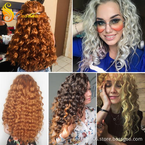 Deep Wave Crochet Braids Hair High Temperature Synthetic Braiding Hair Brown Red Color Bulk Braids Hair Extensions